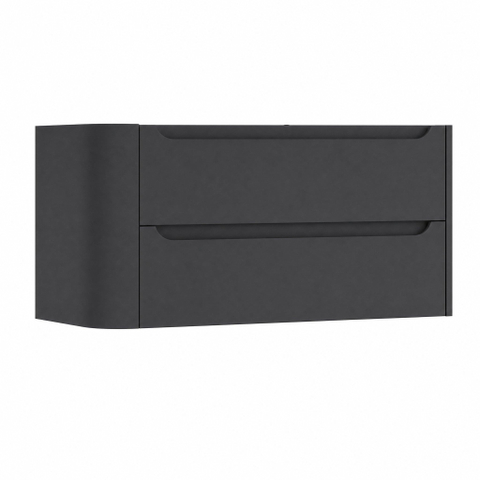 H&R Badmeubelen Juice Meuble sous lavabo - 100x45x50cm - angle gauche arrondi - 2 tiroirs - poignée intégrée - anthracite mat SW1489618