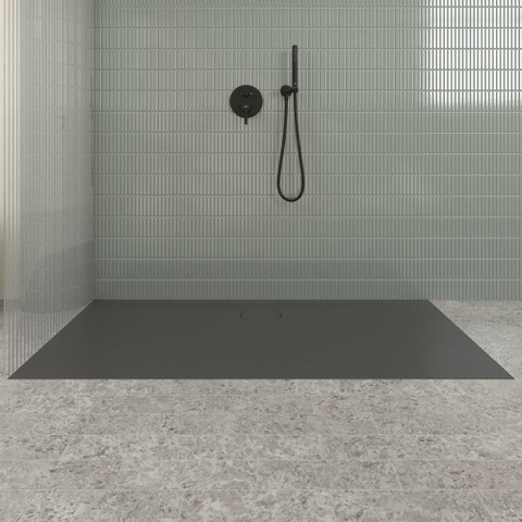 Villeroy & Boch Ecora douchebak - 160x80x3.5cm - afvoer lange zijde - anthracite (antraciet) SW1558871