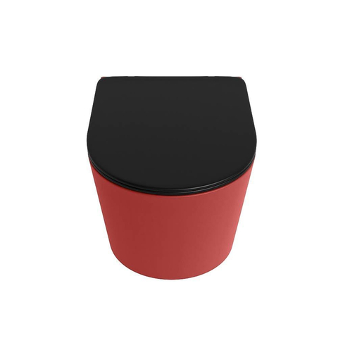 Mondiaz LAVIE hangtoilet – spoelrandloos – 36 x 53 cm – met softclose zitting – Fire (rood), zitting Urban (zwart) SW1208741