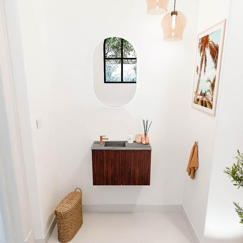 Mondiaz JOYA-DLUX 60cm toiletmeubel - kleur Ruby - Wastafel FAYE positie Links 1 kraangat kleur Sombra. SW1425658