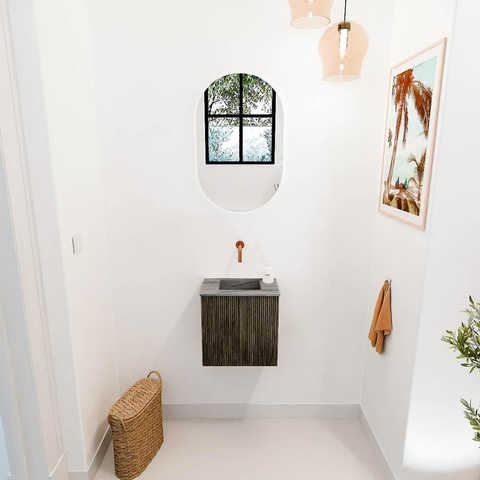 Mondiaz JOYA-DLUX 40cm toiletmeubel - kleur Shadow - Wastafel FAYE positie Midden Zonder kraangat kleur Sombra. SW1425171
