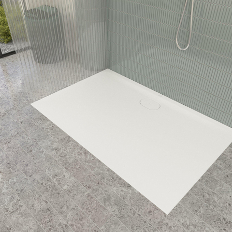 Villeroy & Boch Ecora douchebak - 140x90x3.5cm - afvoer lange zijde - stone white (wit) SW1559025