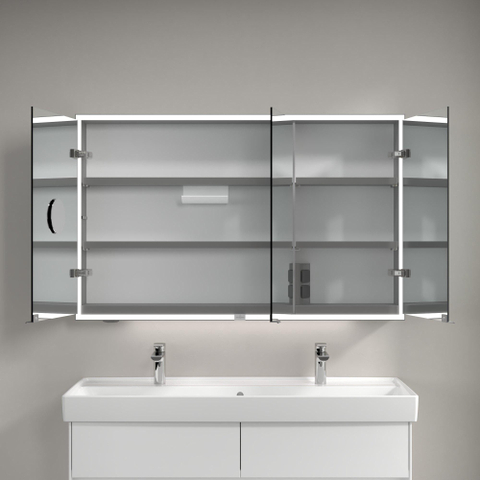 Villeroy & Boch My View Now spiegelkast - met 3 deuren - met led verlichting en wastafelverlichting - 120x75x16.8cm - met sensorschakelaar - Aluminium (zilver) SW701253