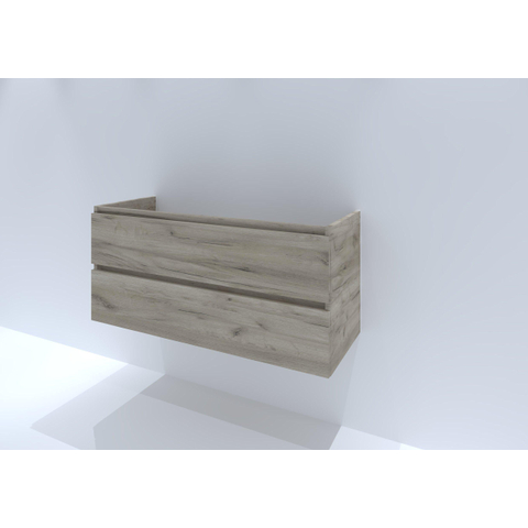 H&R Badmeubelen Infinity Wastafelonderkast - 120x44.8x55cm - 2 lades - sifonuitsparing links - greeploos - craft oak SW749131