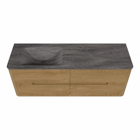 Mondiaz CIRO-DLUX Badkamermeubelset - 140x45x50cm - Solid surface wastafel Oza - 1 wasbak Links - zonder kraangaten - 4 lades - Oak SW1531148