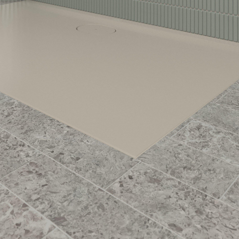 Villeroy & Boch Ecora douchebak - 140x80x3.5cm - afvoer lange zijde - almond (beige) SW1558943