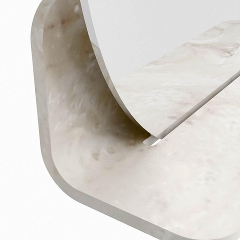Mondiaz SPOT miroir – Ø 40 cm – avec tablette – Frappe (marbre beige) SW1235628