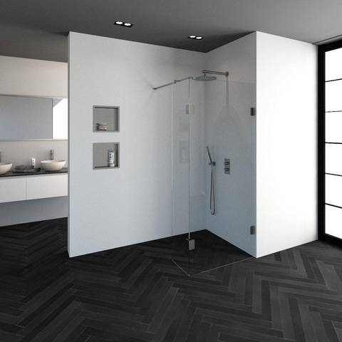 BRAUER Créer Douche à l'italienne - 90x200cm - sans profil - 40cm - paroi latérale - anti-calcaire - verre de sécurité 8mm - inox brossé SW223909