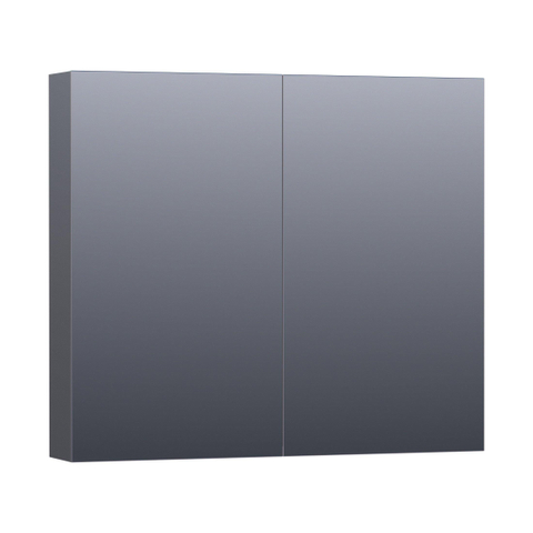 Saniclass Dual Spiegelkast - 80x70x15cm - 2 links- rechtsdraaiende spiegeldeur - MDF - hoogglans grijs SW371756