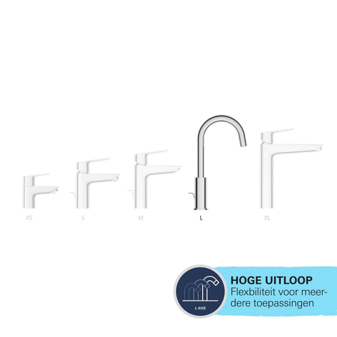 Grohe Start QuickFix Wastafelkraan - l-size - met waste - matte black (mat zwart) SW1126743