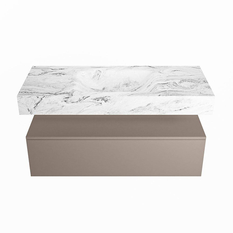 Mondiaz ALAN-DLUX Ensemble de meuble - 110cm - meuble Smoke mat - 1 tiroir - Lavabo Cloud Glace suspendu - vasque Centre - 0 trous de robinet SW805819