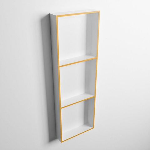 Mondiaz Easy nis 29.5x89.5x8cm voor Inbouw/opbouw 3 open vakken Solid surface Talc/Ocher SW643868