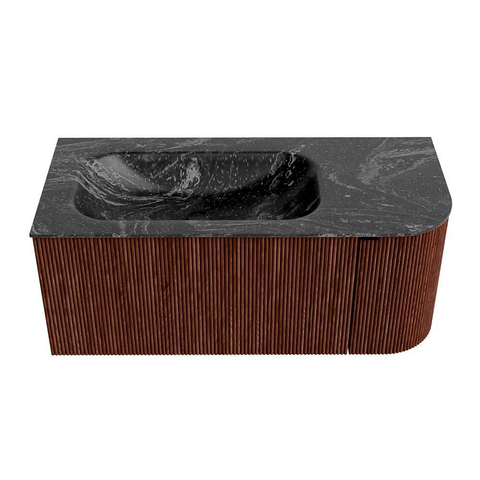 Mondiaz KURVE-DLUX Ensemble de meuble de salle de bains - 105x46x40cm - 1 tiroir - 1 porte - lavabo solid surface -gauche - sans trou de robinet - Ruby SW1416027
