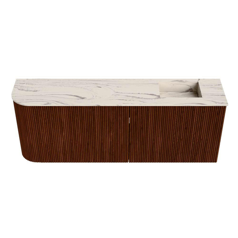 Mondiaz JOYA-DLUX 111.6cm toiletmeubel - ronding links kleur Ruby - Wastafel FAYE positie Rechts Zonder kraangat kleur Nata. SW1425468