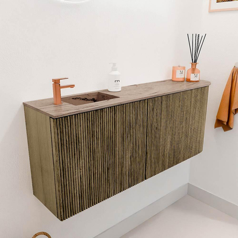 Mondiaz JOYA-DLUX 101.6cm toiletmeubel - ronding rechts kleur Dusk - Wastafel FAYE positie Links 1 kraangat kleur Arena. SW1425777