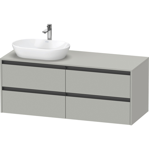 Duravit Ketho.2 Wastafelonderbouwkast - inclusief consoleplaat - met 4 laden - voor waskom links - 140x55x56.8cm - met handgrepen antraciet - betongrijs mat SW772050