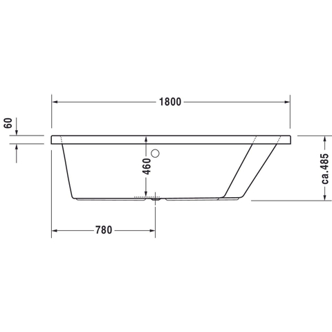 Duravit Paiova Kunststof bad acryl afgeschuind rechts - 180x140x46cm - zonder poten - glans wit 0297538