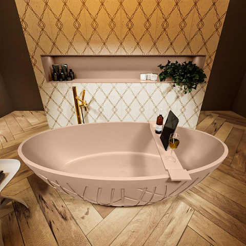 MONDIAZ ROCK Baignoire îlot - 170x70cm - couleur Plata / Talc SW1015106