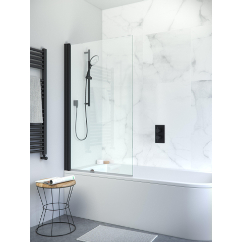 Crosswater Design New Pare-bain à 1 élément - 85x150cm - profilé - noir mat et verre clair SW405149