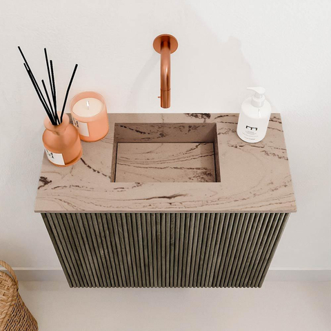 Mondiaz JOYA-DLUX 50cm toiletmeubel - kleur Shadow - Wastafel FAYE positie Midden Zonder kraangat kleur Arena. SW1424783