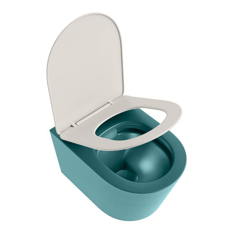 Mondiaz LAVIE WC suspendu – sans bride – 36 x 53 cm – avec abattant softclose – Smag (vert), abattant Linen (blanc cassé) SW1208656