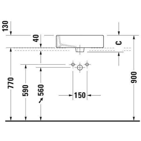 Duravit Vero opbouwwastafel 60x47cm onderzijde geslepen met geglazuurde achterkant 1 kraangat en overloop wit 0290488