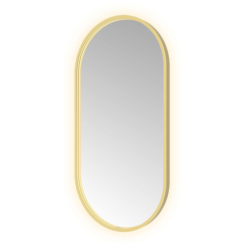 Hotbath &MORE Spiegel Oval - 50x100cm - direct en indirect LED - spiegelverwarming - dimbaar - met afstandsbediening - PVD - geborsteld messing goud SW1245615