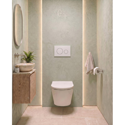 QeramiQ Dely Pack WC - réservoir encastré Geberit UP720 - plaque de déclenchement blanche - abattant WC softclose 35 mm - beige mat SW1428163