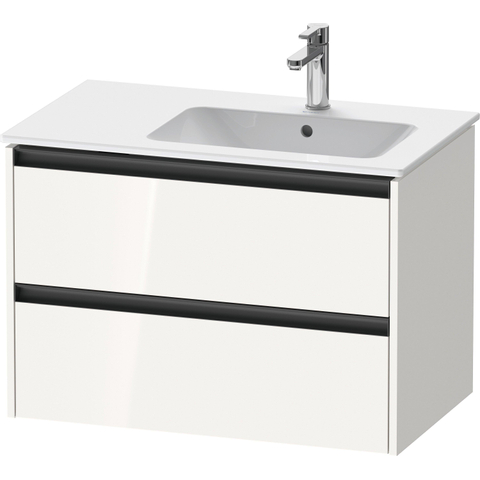 Duravit Ketho.2 Wastafelonderbouwkast - met 2 laden - voor waskom rechts - 81x48x54.9cm - met grepen antraciet - hoogglans wit SW772325