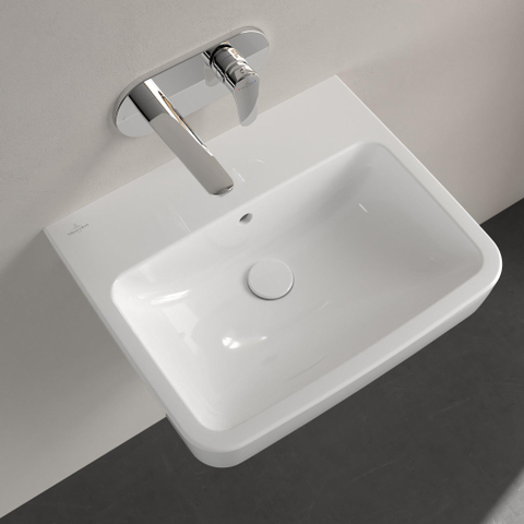 Villeroy & Boch O.novo wastafel - 55x46cm - zonder kraangat - met overloop CeramicPlus - White Alpine (glans wit) SW448367