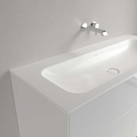 Villeroy & Boch finion meubelwastafel - 120x50 - zonder kraangat - zonder overloop stonewhite CeramicPlus - Stone White (mat wit) SW209391