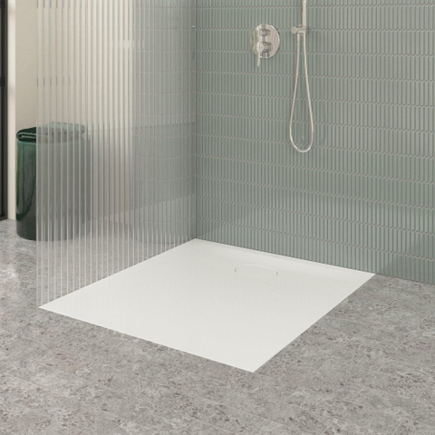 Villeroy & Boch Ecora douchebak - 100x90x3.5cm - afvoer korte zijde - white alpine (wit) SW1558916