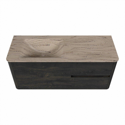Mondiaz CIRO-DLUX Ensemble de meubles de salle de bains - 120x45x50cm - vasque en solid surface Arena - 1 lavabo à gauche - sans trous de robinet - 2 tiroirs - Shadow SW1532337