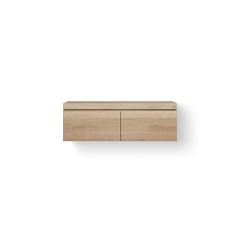 Looox Wood collection Wooden Drawer BoX ladenkast met 2 laden 120x45x46cm met softclose eiken old grey OUTLETSTORE STORE43234