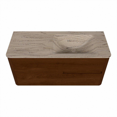 Mondiaz CIRO-DLUX Meuble de salle de bains - 110x45x50cm - Plan vasque solid surface Arena - 1 vasque à droite - sans trous de robinet - 2 tiroirs - Ruby SW1531723