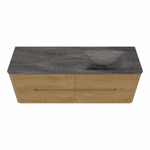 Mondiaz CIRO-DLUX Ensemble de meubles de salle de bains - 140x45x50cm - Plan vasque Solid surface Oza - 1 lavabo à droite - 1 trou de robinet - 4 tiroirs - Chêne SW1531149