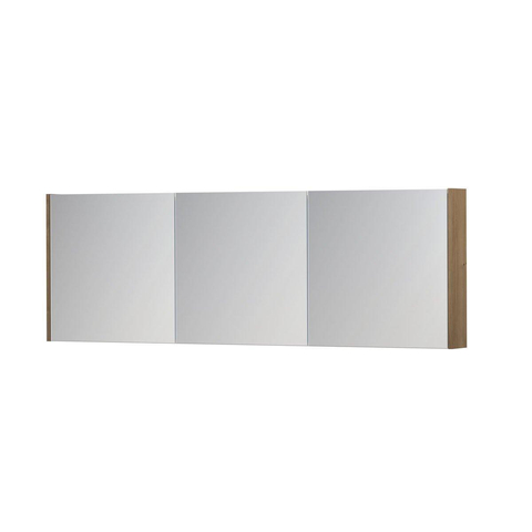 INK SPK1 Spiegelkast - 180x14x60cm - 3 deuren - dubbelzijdige Spiegel - schakelaar en stopcontact - MDF Fineer Ash grey SW439754