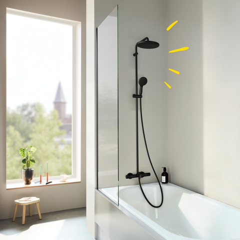 Grohe Vitalio Start Douchesysteem - badkraan thermostatisch - met aquadimmer - hoofddouche diameter 25cm - handdouche diameter 11cm - matte black (mat zwart) SW1126399