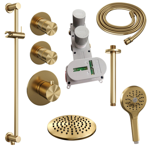 BRAUER Gold Edition inbouw regendoucheset – Ø20 cm hoofddouche – 20 cm plafondbuis – ronde handdouche – glijstang 70 cm SW547663