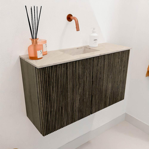 Mondiaz JOYA-DLUX 70cm toiletmeubel - kleur Shadow - Wastafel FAYE positie Midden Zonder kraangat kleur Frappe. SW1422687