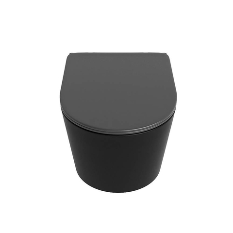 Mondiaz LAVIE hangtoilet – spoelrandloos – 36 x 53 cm – met softclose zitting – Urban (zwart), zitting Dark grey (grijs) SW1208610