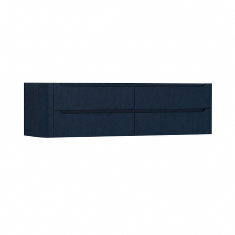 H&R Badmeubelen Juice Wastafelonderkast - 180x45x50cm - linkerhoek afgerond - 4 lades - geïntegreerde greep - blue oak SW1491924