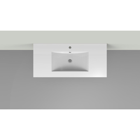 Arcqua Pakaru lavabo 101x46cm avec trop-plein 1 trou de robinet 1 vasque céramique brillant blanc SW374582