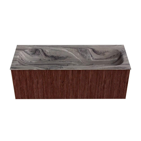 MONDIAZ KURVE-DLUX Meuble de salle de bains 120cm couleur Ruby avec 1 tiroir et 0 portes. Lavabo BIG LARGE Central 2 trous de robinet Sombra. SW1433979