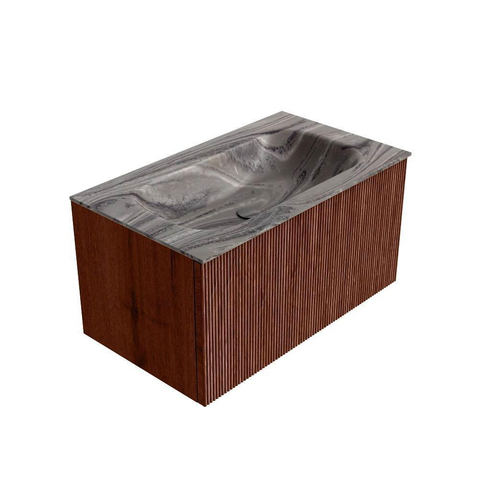 MONDIAZ KURVE-DLUX 80cm badmeubel kleur Ruby met 1 lade en 0 deuren. Wastafel BIG SMALL Midden 1 kraangat Sombra. SW1433938