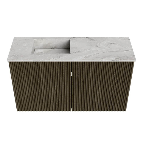 Mondiaz JOYA-DLUX 70cm meuble de salle de bains - couleur Shadow - Vasque FAYE position Gauche 1 trou de robinet couleur Glace. SW1422746