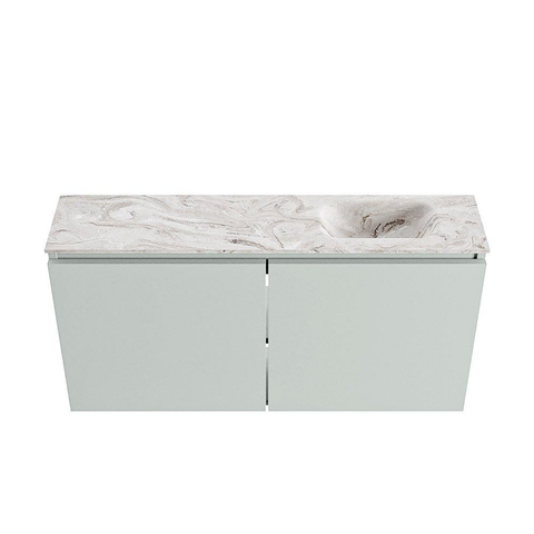 MONDIAZ TURE-DLUX Meuble de toilette 100cm Greey. EDEN vasque Glace position à droite. Sans trou de robinet. SW1103292