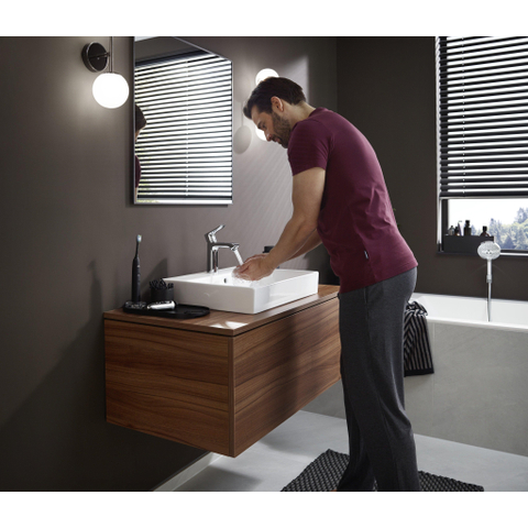 Hansgrohe Metris 1 greeps wastafelkraan - 110 met trekwaste - hoogglans chroom 0450906