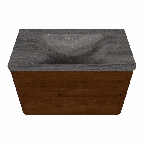 Mondiaz CIRO-DLUX Badkamermeubelset - 80x45x50cm - Solid surface wastafel Oza - 1 wasbak Midden - 1 kraangat - 2 lades - Ruby SW1532119