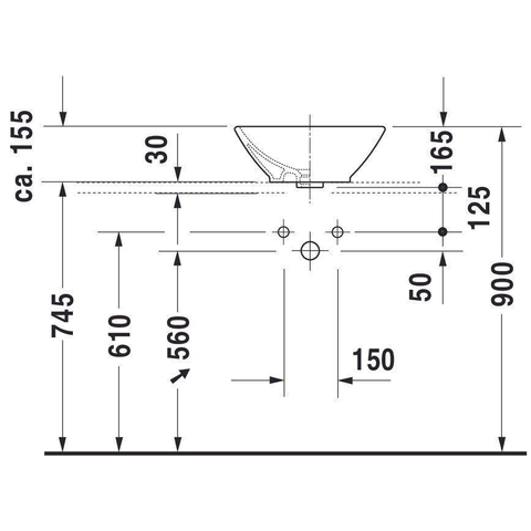 Duravit Bacino Opzetwastafel - 42x42cm - zonder kraangat - met overloop - glans wit 0291325